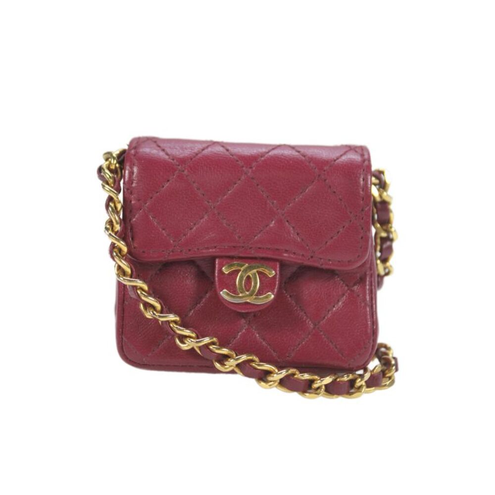 Chanel Womens Quilted Lambskin CC Micro Mini Classic Flap Handbag Pink